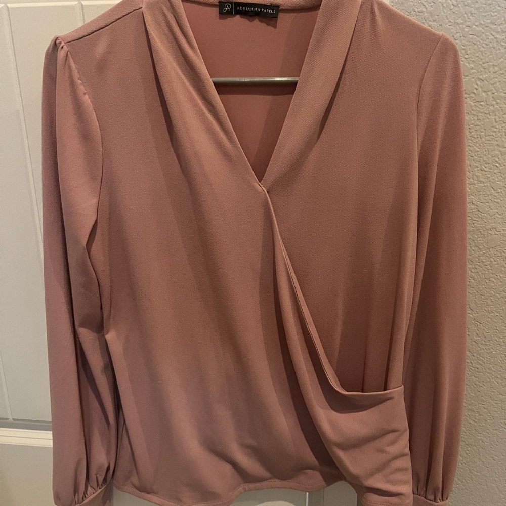 Adrianna Papell Mauve Wrap Blouse